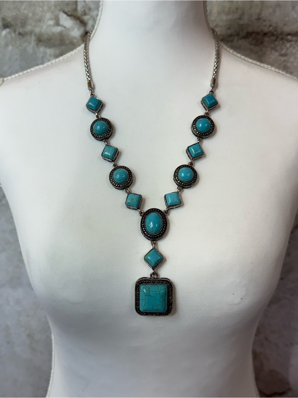 Turquoise Statement Pendant Necklace - Women Jewelry